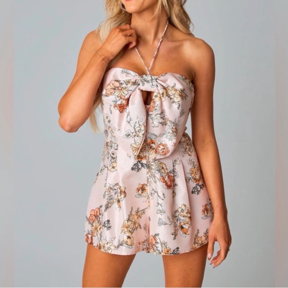 Buddy Love Strapless Floral Tie-Front Romper